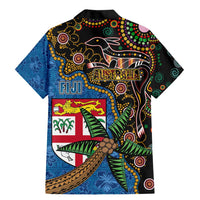 Fijian and Australian Culture Together Family Matching Mermaid Dress and Hawaiian Shirt Aboriginal Art and Tapa Motifs with Kangaroo and Palm Tree - Polynesian Pride