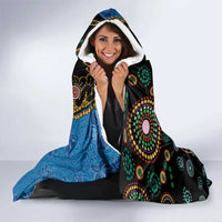 Fijian and Australian Culture Together Hooded Blanket Aboriginal Art and Tapa Motifs with Kangaroo and Palm Tree - Polynesian Pride