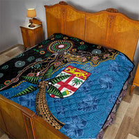 Fijian and Australian Culture Together Quilt Aboriginal Art and Tapa Motifs with Kangaroo and Palm Tree - Polynesian Pride