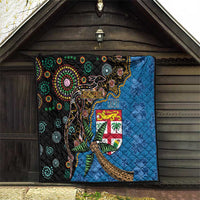 Fijian and Australian Culture Together Quilt Aboriginal Art and Tapa Motifs with Kangaroo and Palm Tree - Polynesian Pride