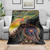 Papua New Guinea and Australia Together Blanket Bird of Paradise and Kangaroo Melanesian Aboriginal Motifs - Polynesian Pride