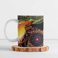 Papua New Guinea and Australia Together Ceramic Mug Bird of Paradise and Kangaroo Melanesian Aboriginal Motifs - Polynesian Pride