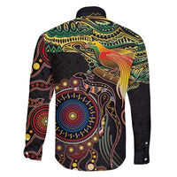 Papua New Guinea and Australia Together Family Matching Puletasi and Hawaiian Shirt Bird of Paradise and Kangaroo Melanesian Aboriginal Motifs - Polynesian Pride