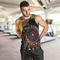 Papua New Guinea and Australia Together Men Tank Top Bird of Paradise and Kangaroo Melanesian Aboriginal Motifs - Polynesian Pride