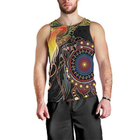 Papua New Guinea and Australia Together Men Tank Top Bird of Paradise and Kangaroo Melanesian Aboriginal Motifs - Polynesian Pride