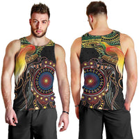 Papua New Guinea and Australia Together Men Tank Top Bird of Paradise and Kangaroo Melanesian Aboriginal Motifs - Polynesian Pride