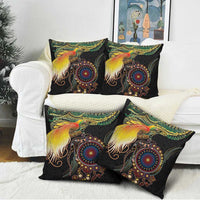 Papua New Guinea and Australia Together Pillow Cover Bird of Paradise and Kangaroo Melanesian Aboriginal Motifs - Polynesian Pride