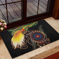Papua New Guinea and Australia Together Rubber Doormat Bird of Paradise and Kangaroo Melanesian Aboriginal Motifs - Polynesian Pride