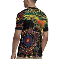 Papua New Guinea and Australia Together Rugby Jersey Bird of Paradise and Kangaroo Melanesian Aboriginal Motifs - Polynesian Pride