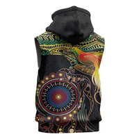 Papua New Guinea and Australia Together Sleeveless Hoodie Bird of Paradise and Kangaroo Melanesian Aboriginal Motifs - Polynesian Pride