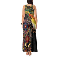 Papua New Guinea and Australia Together Tank Maxi Dress Bird of Paradise and Kangaroo Melanesian Aboriginal Motifs - Polynesian Pride