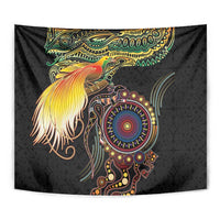 Papua New Guinea and Australia Together Tapestry Bird of Paradise and Kangaroo Melanesian Aboriginal Motifs - Polynesian Pride