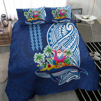 Hawaiian Mele Kalikimaka Bedding Set Funny Santa on Whale Island with Kakau Tattoos - Polynesian Pride