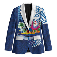 Hawaiian Mele Kalikimaka Blazer Funny Santa on Whale Island with Kakau Tattoos - Polynesian Pride