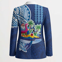 Hawaiian Mele Kalikimaka Blazer Funny Santa on Whale Island with Kakau Tattoos - Polynesian Pride