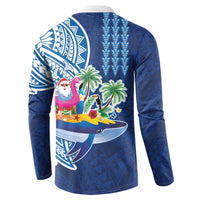 Hawaiian Mele Kalikimaka Button Sweatshirt Funny Santa on Whale Island with Kakau Tattoos - Polynesian Pride