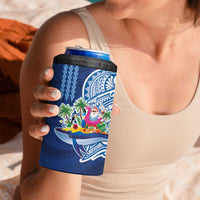 Hawaiian Mele Kalikimaka 4 in 1 Can Cooler Tumbler Funny Santa on Whale Island with Kakau Tattoos - Polynesian Pride
