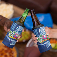 Hawaiian Mele Kalikimaka 4 in 1 Can Cooler Tumbler Funny Santa on Whale Island with Kakau Tattoos - Polynesian Pride