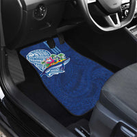 Hawaiian Mele Kalikimaka Car Mats Funny Santa on Whale Island with Kakau Tattoos - Polynesian Pride