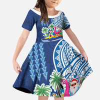 Hawaiian Mele Kalikimaka Family Matching Summer Maxi Dress and Hawaiian Shirt Funny Santa on Whale Island with Kakau Tattoos - Polynesian Pride