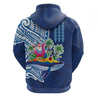 Hawaiian Mele Kalikimaka Hoodie Funny Santa on Whale Island with Kakau Tattoos - Polynesian Pride