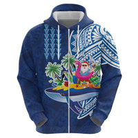 Hawaiian Mele Kalikimaka Hoodie Funny Santa on Whale Island with Kakau Tattoos - Polynesian Pride