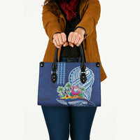 Hawaiian Mele Kalikimaka Leather Bag Funny Santa on Whale Island with Kakau Tattoos - Polynesian Pride