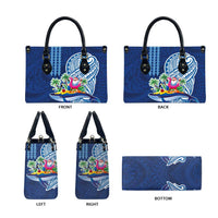 Hawaiian Mele Kalikimaka Leather Bag Funny Santa on Whale Island with Kakau Tattoos - Polynesian Pride