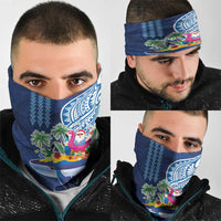 Hawaiian Mele Kalikimaka Neck Gaiter Funny Santa on Whale Island with Kakau Tattoos - Polynesian Pride