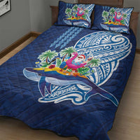 Hawaiian Mele Kalikimaka Quilt Bed Set Funny Santa on Whale Island with Kakau Tattoos - Polynesian Pride