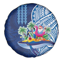 Hawaiian Mele Kalikimaka Spare Tire Cover Funny Santa on Whale Island with Kakau Tattoos - Polynesian Pride
