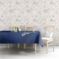 Hawaiian Mele Kalikimaka Tablecloth Funny Santa on Whale Island with Kakau Tattoos - Polynesian Pride