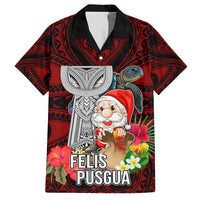 Guam Christmas Family Matching Off Shoulder Long Sleeve Dress and Hawaiian Shirt Santa Gift Latte Stone and Sea Turle Mix Hibiscus Chamorro Red Style LT03