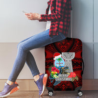 Guam Christmas Luggage Cover Santa Gift Latte Stone and Sea Turle Mix Hibiscus Chamorro Red Style LT03