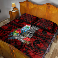 Guam Christmas Quilt Bed Set Santa Gift Latte Stone and Sea Turle Mix Hibiscus Chamorro Red Style LT03