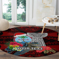 Custom Guam Christmas Round Carpet Santa Gift Latte Stone and Sea Turle Mix Hibiscus Chamorro Red Style LT03