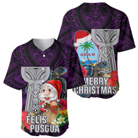 Guam Christmas Baseball Jersey Santa Gift Latte Stone and Sea Turle Mix Hibiscus Chamorro Pink Style LT03