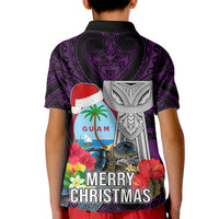 Guam Christmas Kid Polo Shirt Santa Gift Latte Stone and Sea Turle Mix Hibiscus Chamorro Pink Style LT03