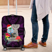 Guam Christmas Luggage Cover Santa Gift Latte Stone and Sea Turle Mix Hibiscus Chamorro Pink Style LT03