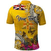 Niue Waitangi Polo Shirt Tropical Flower Tapa Pattern LT03 - Polynesian Pride
