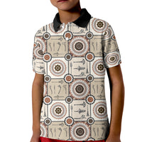 Tukenny Pattern Fijian War Clubs Kid Polo Shirt LT03 Kid Beige - Polynesian Pride