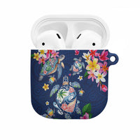 Hawaiian Turtles and Tropical Plants AirPods Case Blue Watercolor LT03 Blue - Polynesian Pride