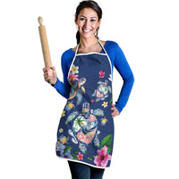 Hawaiian Turtles and Tropical Plants Apron Blue Watercolor LT03 - Polynesian Pride