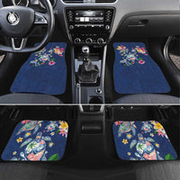 Hawaiian Turtles and Tropical Plants Car Mats Blue Watercolor LT03 Set 4pcs Blue - Polynesian Pride