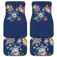 Hawaiian Turtles and Tropical Plants Car Mats Blue Watercolor LT03 - Polynesian Pride