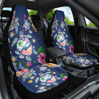 Hawaiian Turtles and Tropical Plants Car Seat Cover Blue Watercolor LT03 One Size Blue - Polynesian Pride