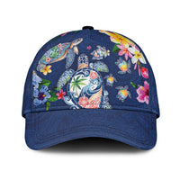 Hawaiian Turtles and Tropical Plants Classic Cap Blue Watercolor LT03 Universal Fit Blue - Polynesian Pride