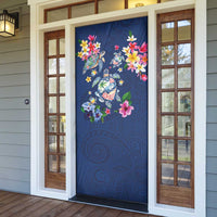 Hawaiian Turtles and Tropical Plants Door Cover Blue Watercolor LT03 - Polynesian Pride