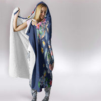 Hawaiian Turtles and Tropical Plants Hooded Blanket Blue Watercolor LT03 - Polynesian Pride