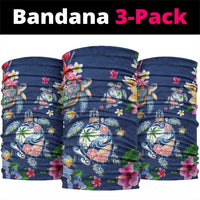 Hawaiian Turtles and Tropical Plants Neck Gaiter Blue Watercolor LT03 package One Size: 25*50cm Blue - Polynesian Pride